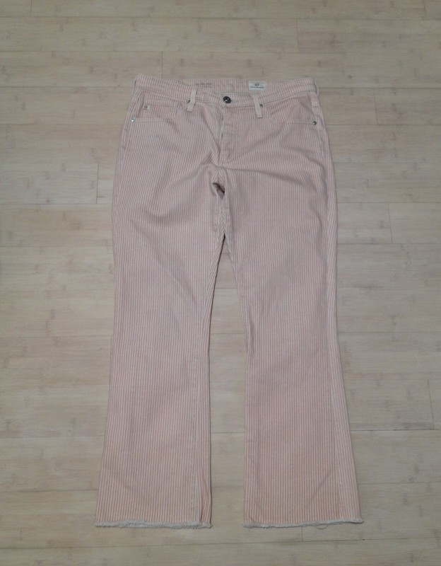AG Adriano Goldschmied Jodi Pinstripe High Waist Crop Flare Pink Womens W 29"