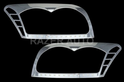 headlight Front Light Chrome trim Bezel+LED light Cover for 07-12 DODGE CALIBER
