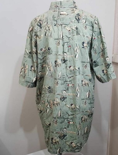 Michael Austin Rugged Wear Mens Oxford Shirt Green White Fishing Short Sleeve XL - Picture 2 of 12