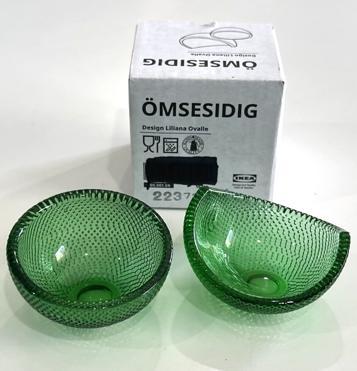 x Ikea Omsesidig Decorative MINI Serving Bowls, Green/Glass