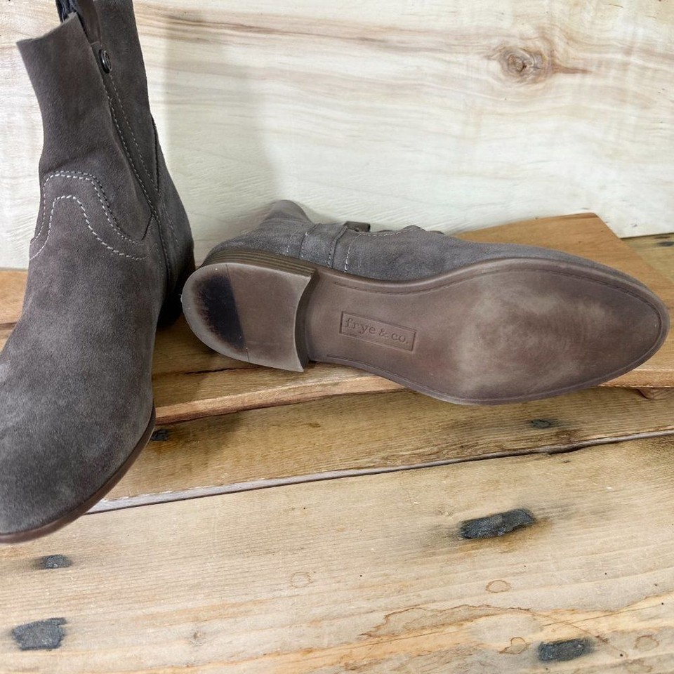 The Frye & Co. Suede Leather Booties Boots Taupe Brown Pristine eBay