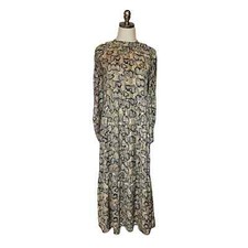 Zara Silky Snake Print Dress Puffed Sleeves Ruffled Bottom