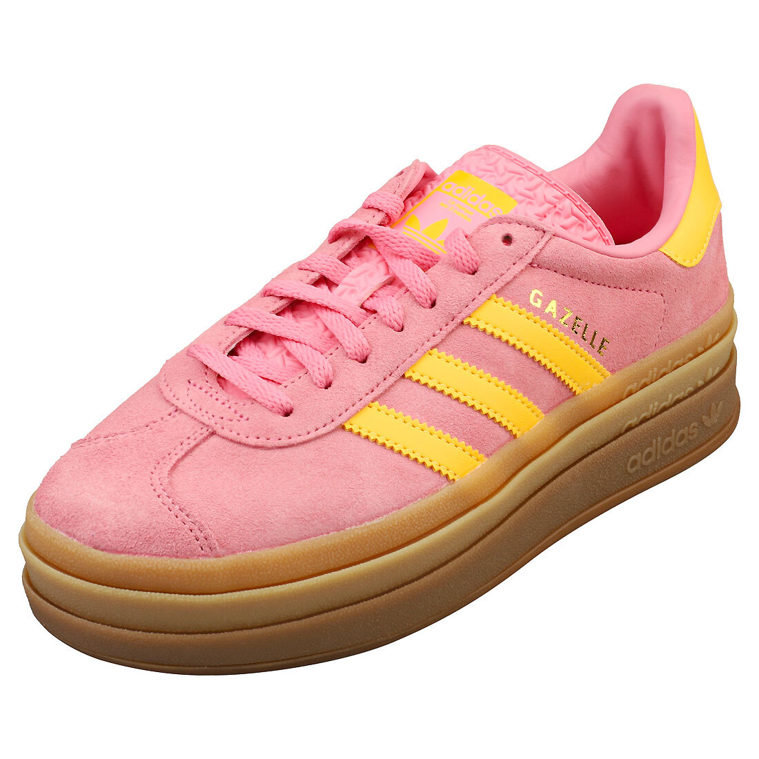 adidas Gazelle Bold Womens Fashion Trainers in Pink Yellow adidas Gazelle Bold Womens Fashion Trainers in Pink Yellow