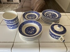 23 Piece Vintage Blue Willow Ware
