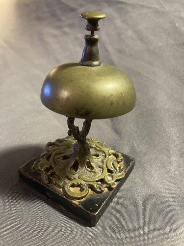 Antique Victorian Ornate Service Bellhop Front Desk Bell Ornate Bronze Base - 第 3/13 張圖片