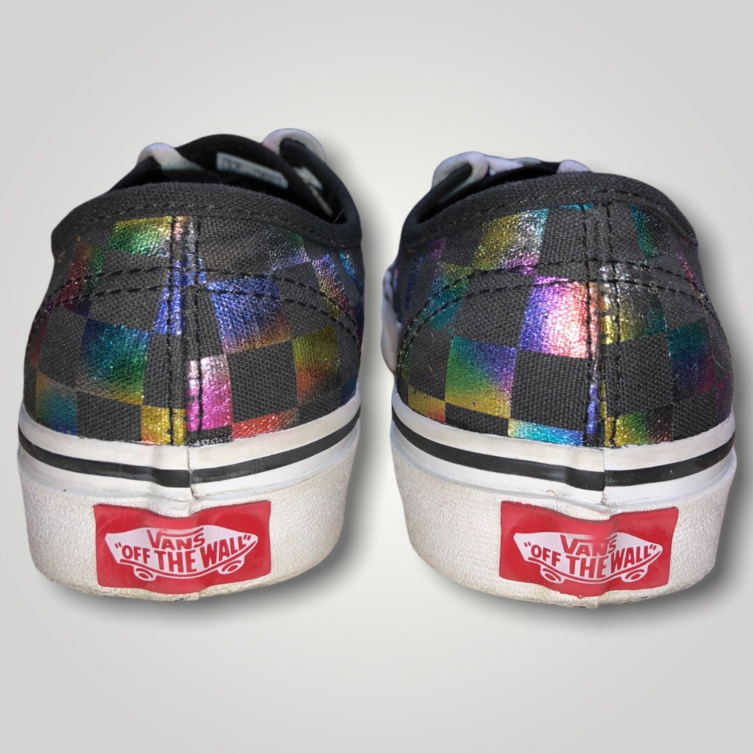 Vans Authentic Iridescent Checkerboard Sneakers Unisex W5 EUC