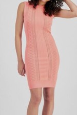GUESS Womens Pink Adaline Sleeveless Fitted Sweater Dress Size: XS