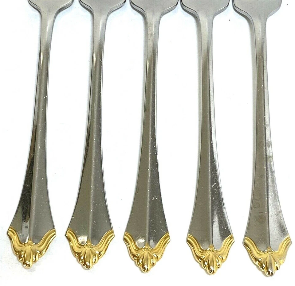 Community By Oneida GOLDEN KENWOOD 5 tenedores de cena mango de punta dorada de acero inoxidable Foto 4 de 4