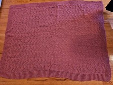 Crochet Knit Plum Afghan/Couch Throw/Toddler Child Blanket Handmade 54"x44" EUC