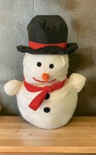Vintage 1992 Snowman Red Scarf Christmas Gibson Greetings White Nylon Plush