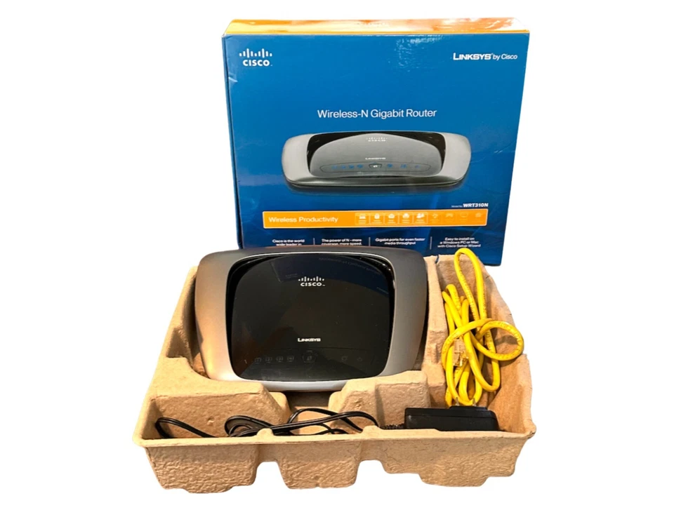 CISCO Linksys Wireless-N Gigabit Router WRT310N Cables & CD Windows or Mac - Image 2 of 4