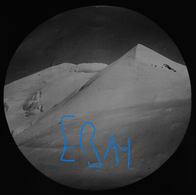 SCHNEEBEDECKTE GIPFEL UM 1890 VIKTORIANISCHE magische Laterne Dia ATMOSPHÄRENFOTOGRAFIE