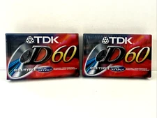 2 Pack TDK D60 High Output IECI Type I Blank Cassette Tapes - Brand New Sealed