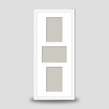TRIPLE PHOTO FRAME WHITE with THREE 5x3.5 ICE WHITE PICTURE MOUNT MULTI APERTURE