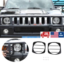 Carbon Steel Front Headlight Lamp Guard Cover Trim For Hummer H2 2003-2009