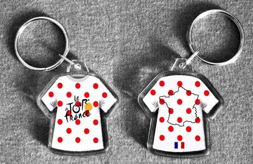 Tour de France t-shirt/jersey keyring Yellow, Polka Dot, Green, White 2018 cycle - Picture 3 of 7