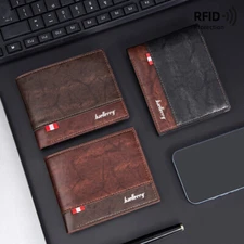 Man's RFID Blocking Wallet Foldable Leather Coin Wallet ID Card Holder Purse US