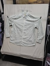 Eddie Bauer Shirt Mens Tall XL White Green Check Plaid Long Sleeve Button Down