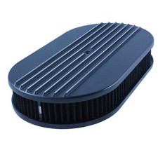 Oval Black Half Finned Air Cleaner 15 X 2 Holley Edelbrock Quadrajet Carter
