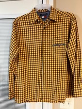 Vintage Tommy Jeans Men's Button Up Hilfiger Shirt Spell Out Size M  Plaid