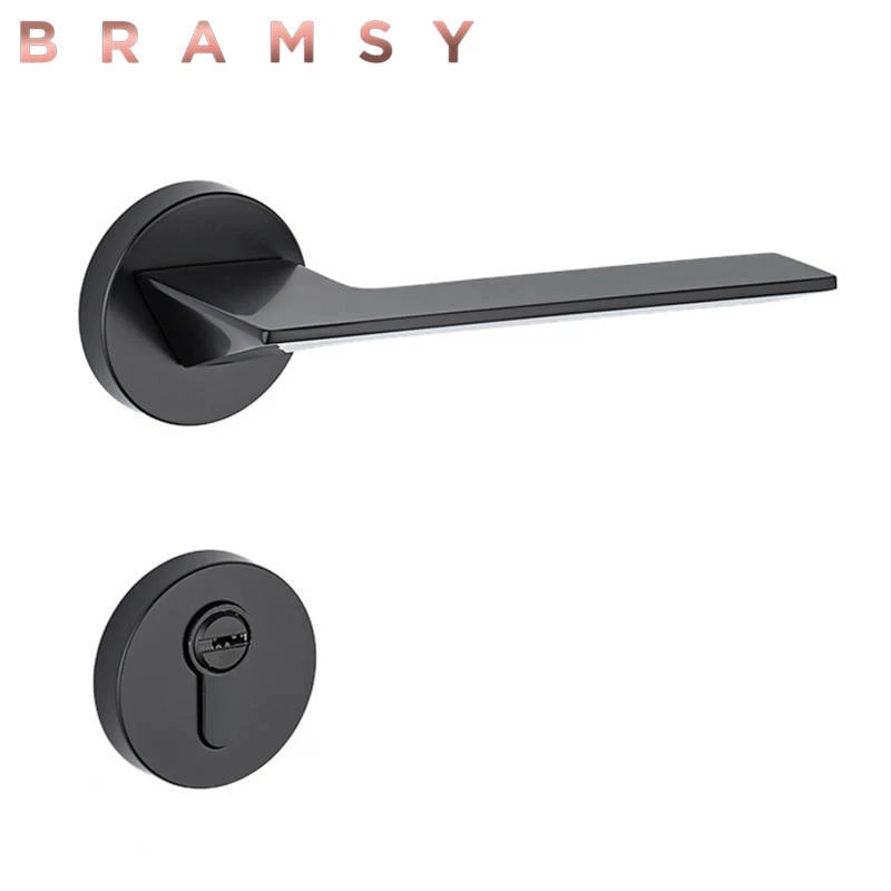 Modern interior cheap black Aluminum wood door levers handle - Image 3 of 4