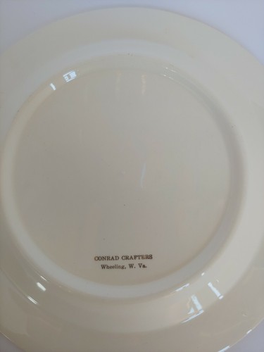 DECORATIVE COLLECTIBLE PLATE State Virginia Swirl Rim 10.25" Vtg Conrad Crafters - Picture 5 of 6