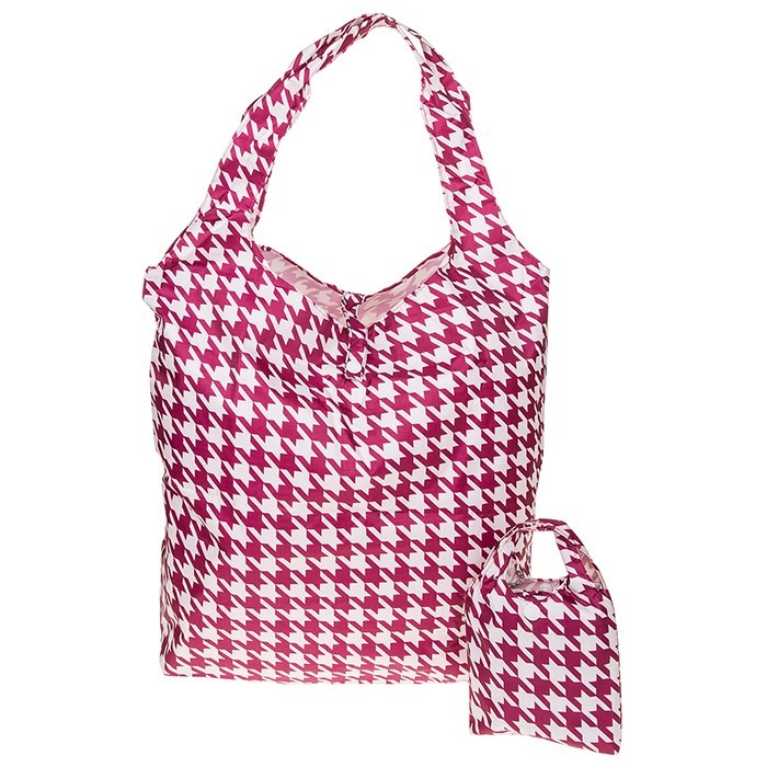Equilibrium Fold Up Handybag Houndstooth in Pink, Shopping, Work, Uni 69911
