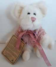 Boyds Bear plush Gouda white mouse in pink knit sweater jointed 6" tall with tag