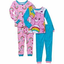 Care Bears 4 PC Long Sleeve Tight Fit Cotton Pajama Set Girl Size 4T 5T