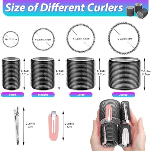 Lockenwickler Set mit 24 Rollen (6 Jumbo, 6 groß, 6 mittel, 6 klein) schwarz - Bild 5 von 7