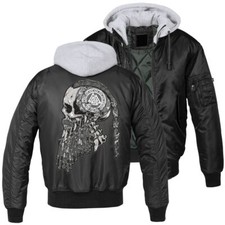 Herren MA1 Bomberjacke mit Kapuze Innenfutter Götterdämmerung Thor Walhalla Odin