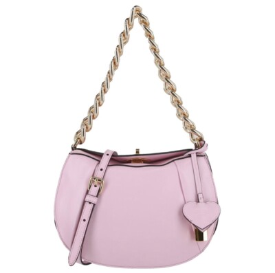 Moschino Heart Lock Leather Shoulder Bag Pink. Retail $1435