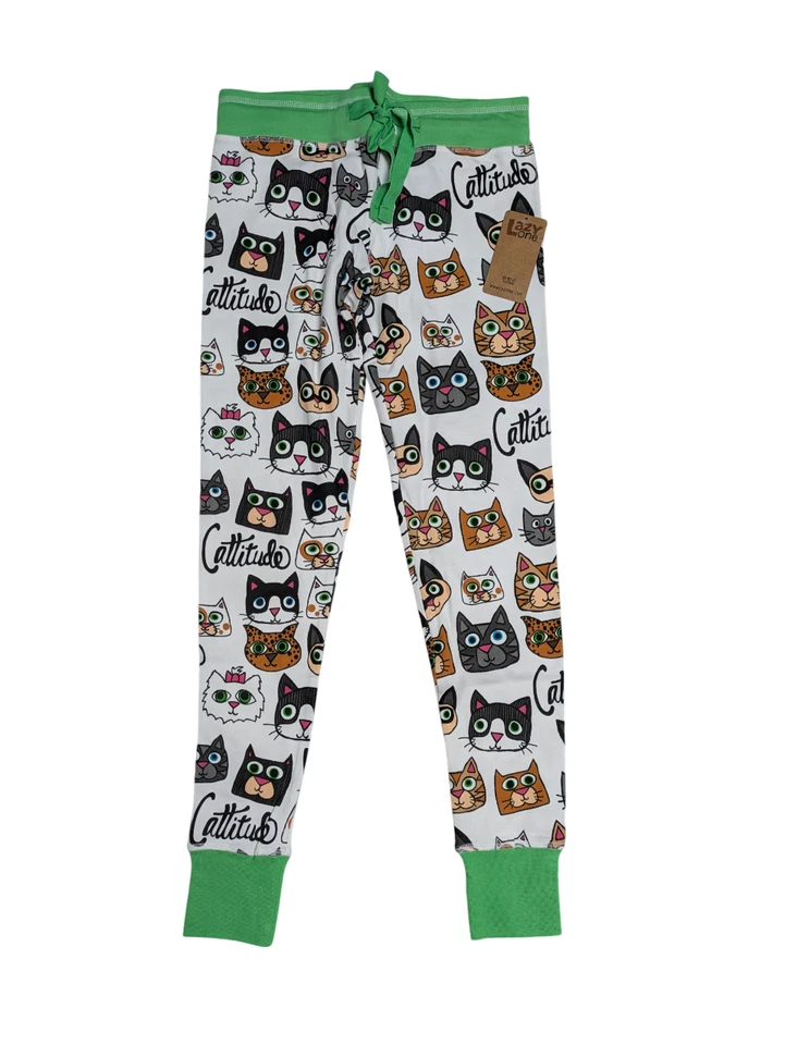 NUEVO Pijama Legging Pantalones Lazy One Cattitude Mujer 100% Algodón Gato Dama Foto 2 de 4