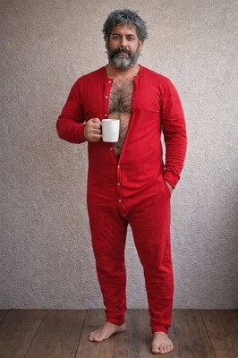 FashionWest Union Suit Long Johns Underwear Adult Small - Flannel Red Drop Seat