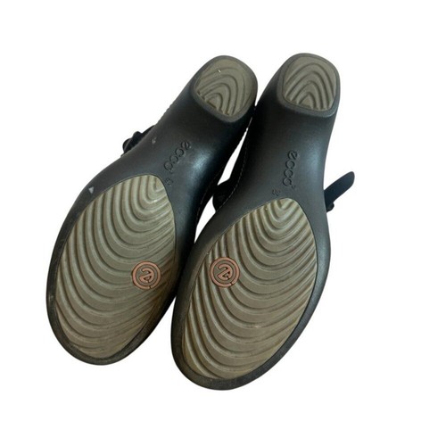 Ecco Black Mary Janes Low Heel Strap Round Toe Leather Comfort Size 38 7.5 - 8 - Picture 8 of 9