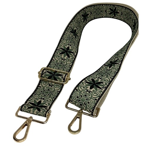 Unbranded Purse Strap Green Floral Embroidered Replacement Guitar Adjustable