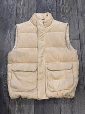ZARA Corduroy Puffer Gilet Beige Cream Oversized Vest L-XL Gilet Bodywarmer