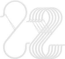 6 Pack 5 Inch S Hooks for Hanging, Heavy Duty S Hooks with Safety Buckle, S Shap