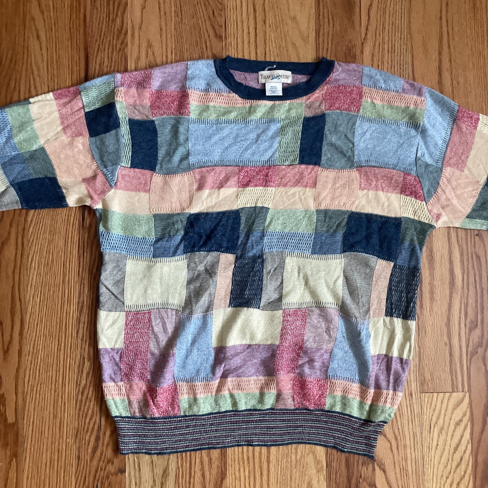 Vintage Travelsmith Knit Patchwork Pullover Sweat… - image 1
