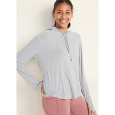 NWT Old Navy Active Breathe On Hoodie Gray Heather Go-Dry 4-Way Stretch Small