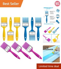 9-Pack 2-Inch Flat Paint Brushes Set for Acrylic & Oil Crafts - Vibrant Colors