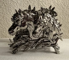 ARTHUR COURT HORSE HEAD & WHEAT NAPKIN HOLDER, Letter Holder, Retired, RARE