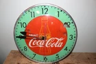Vintage 1950's Drink Coca Cola Soda Pop 15" Lighted Pam Clock Sign WORKS