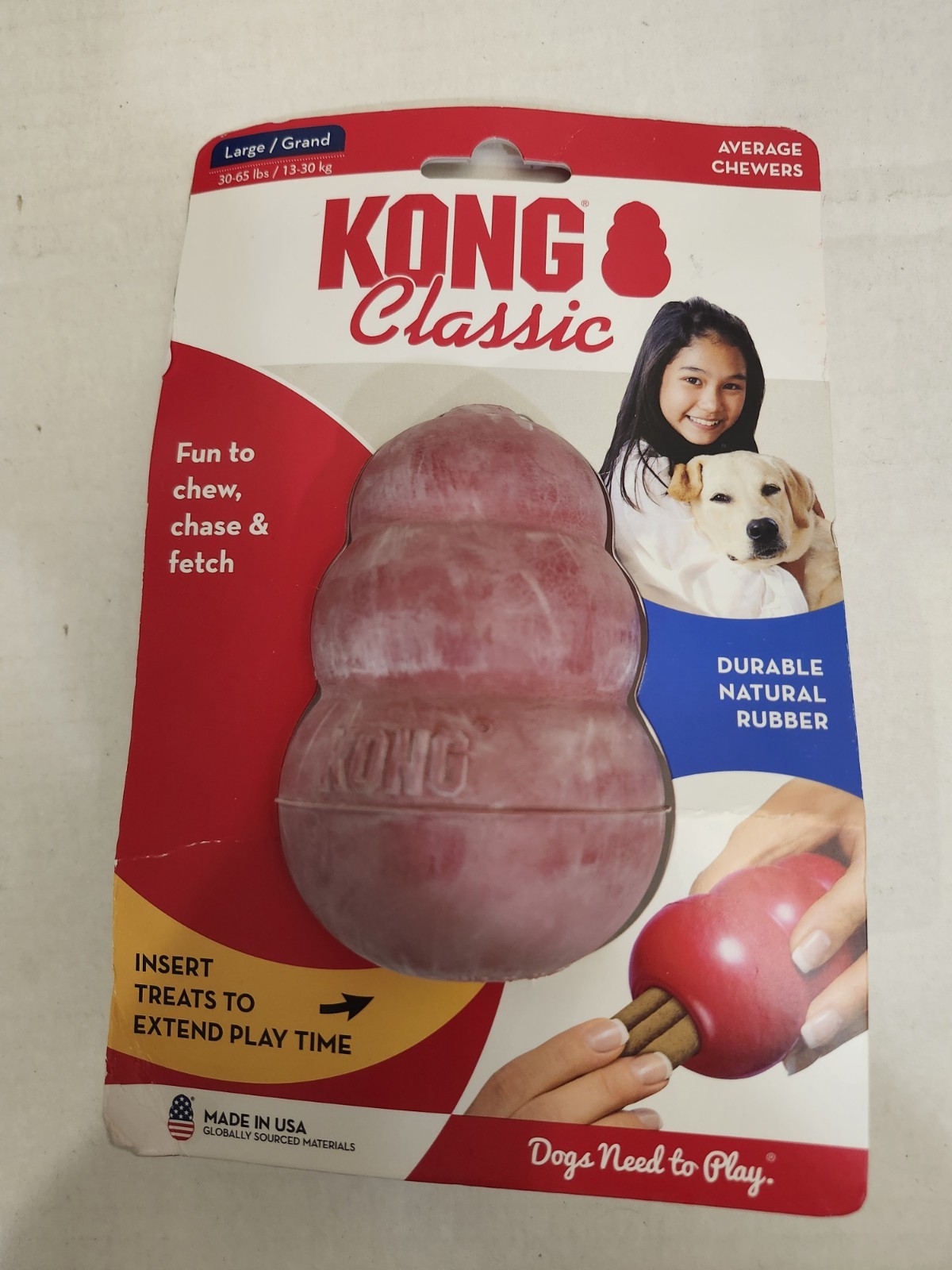 KONG Classic LARGE Red Rubber Fetch Chew Toy * Dog 30 - 65 l