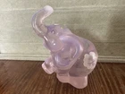 Vintage Fenton signed glass pink opal hand painted floral elephant figurine