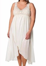 Shadowline Lingerie Silhouette Nylon Tricot Hi-Low Gown Ivory