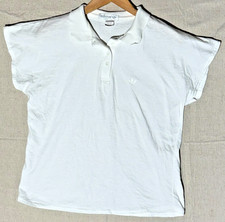 Vintage Adidas Polo Shirt Womens Medium White Trefoil Cap Sleeve 80s Made in USA