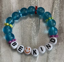   Free Shipping  Girl  s Blue Color Stretch Bead Bracelet Bracelet with  Be Kind  