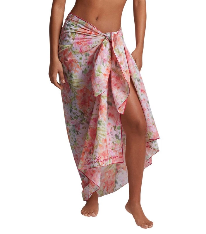 Lauren Ralph Lauren Mujer Floral Pareo Algodón Encubrimiento (Rosa Multi, Talla Única) Foto 2 de 4