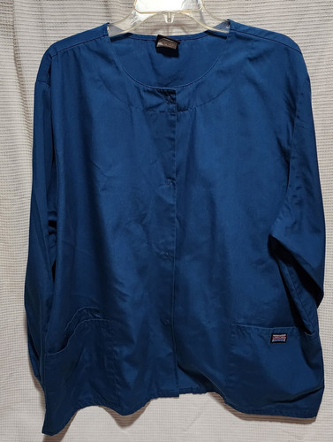 Cherokee Women's Scrub Jacket Snap XL Caribbean Blue